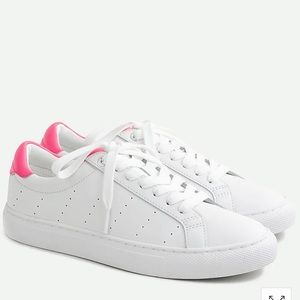 JCrew Saturday sneaker in white with pink accent